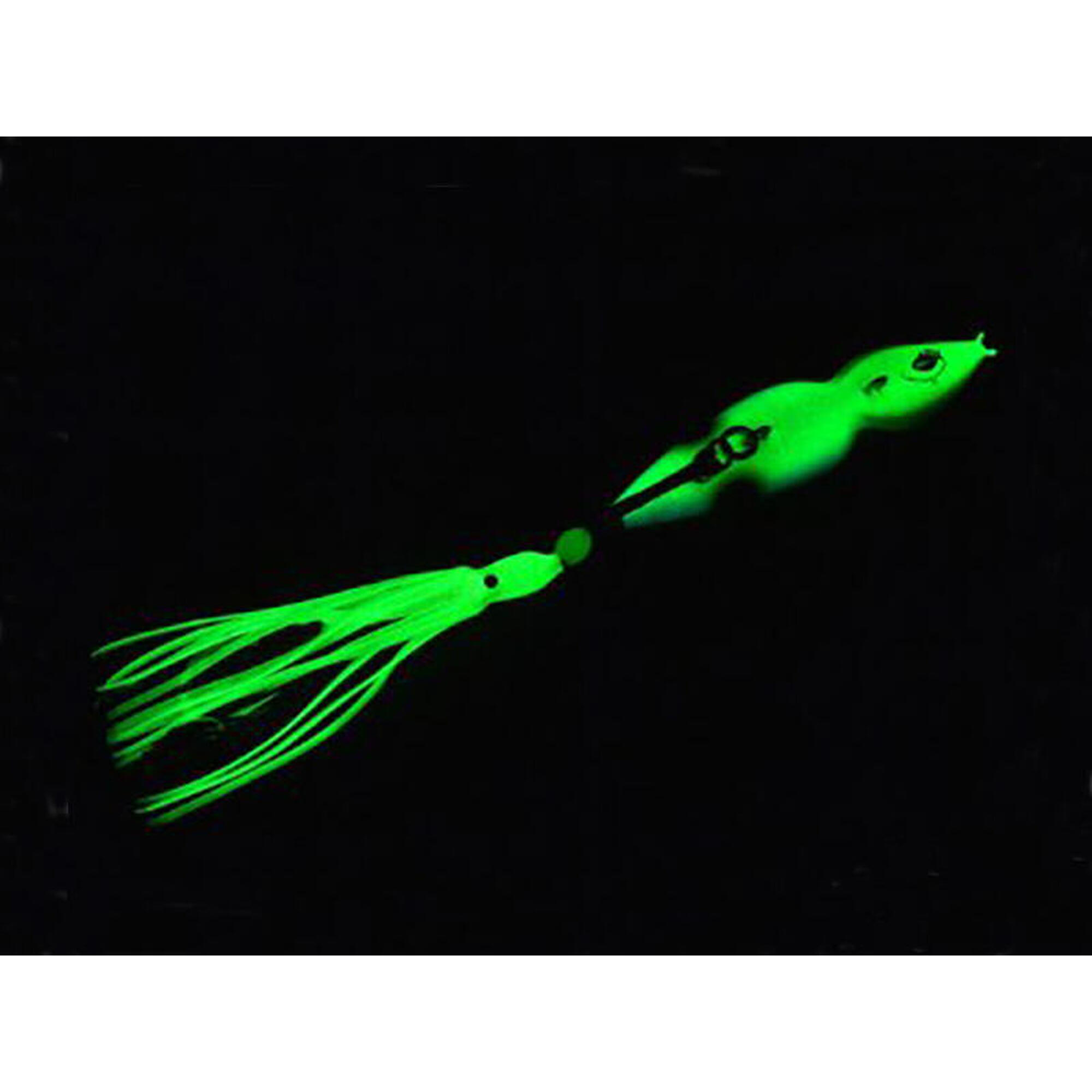 Squilla jig 150 g verde-azul glow montaje