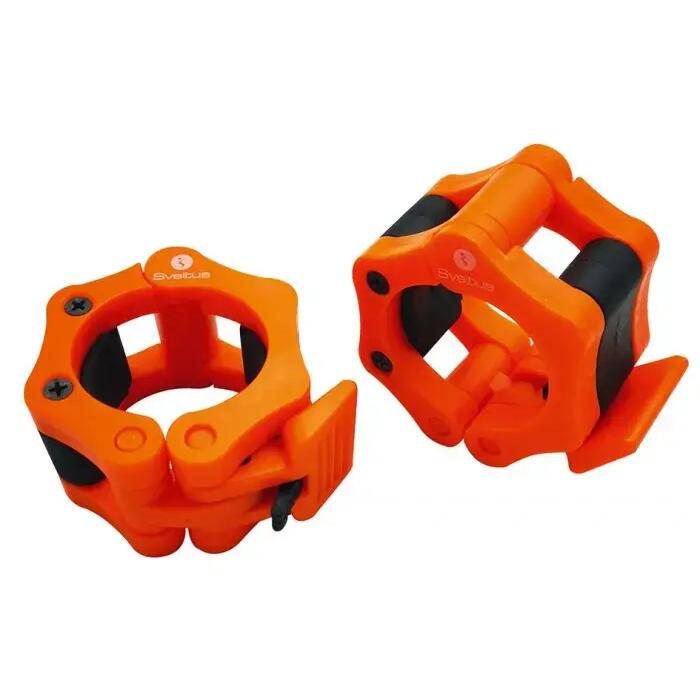 Orange Barbell Collars Pair - Compatible with Olympic Bar