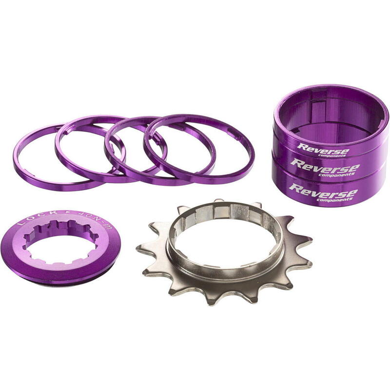 Kit Singlespeed pignon 13T + 7 entretoises - violet