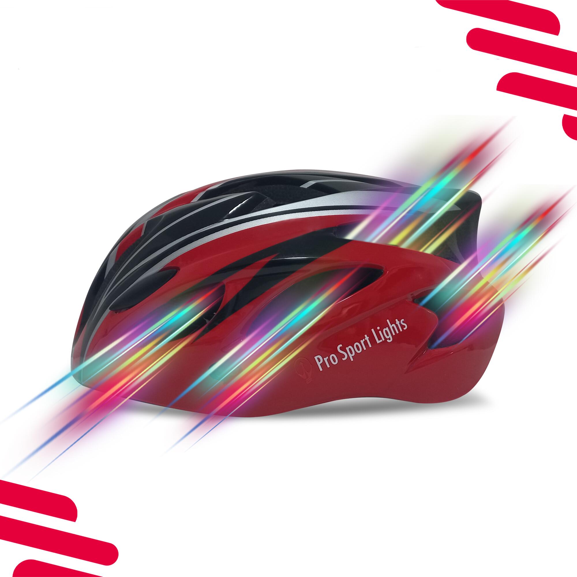 Fahrradhelm Damen/Herren Pro Sport Lights - Rot/Schwarz 4/5
