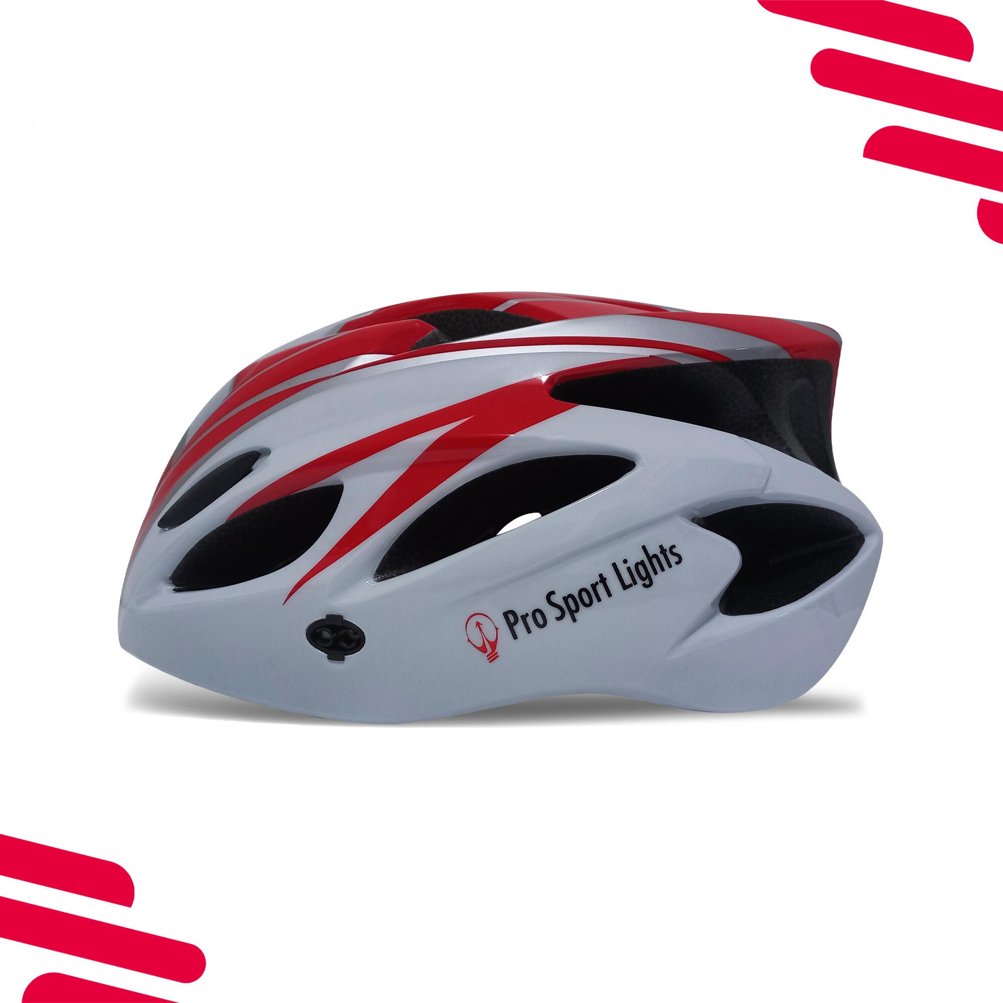 Fietshelm Pro Sport Lights Dames/Heren - Wit/Rood 5/7