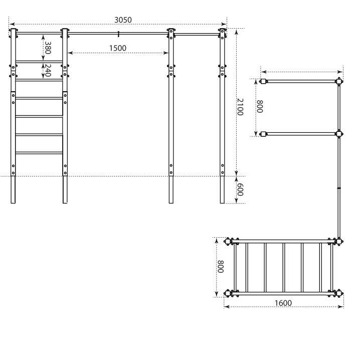 Equipo de calistenia exterior con barras de tracción y escalera