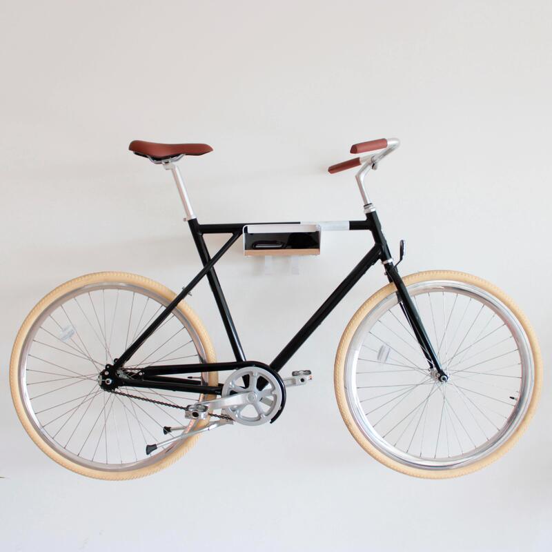 Soporte de pared para bicicletas con almacenaje