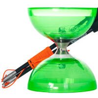 FIRETOYS Green Cyclone Quartz Diabolo Set with Black Superglass Handsticks