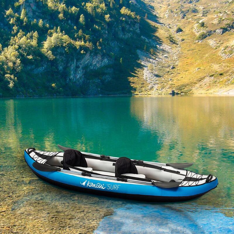 Canoë Kayak gonflable Bleu 1 à 2 places + pagaie + sac transport + pompe double