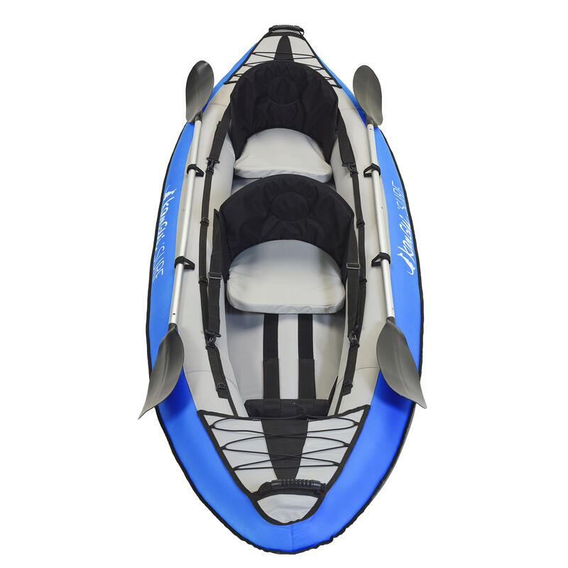 Canoë Kayak gonflable Bleu 1 à 2 places + pagaie + sac transport + pompe double