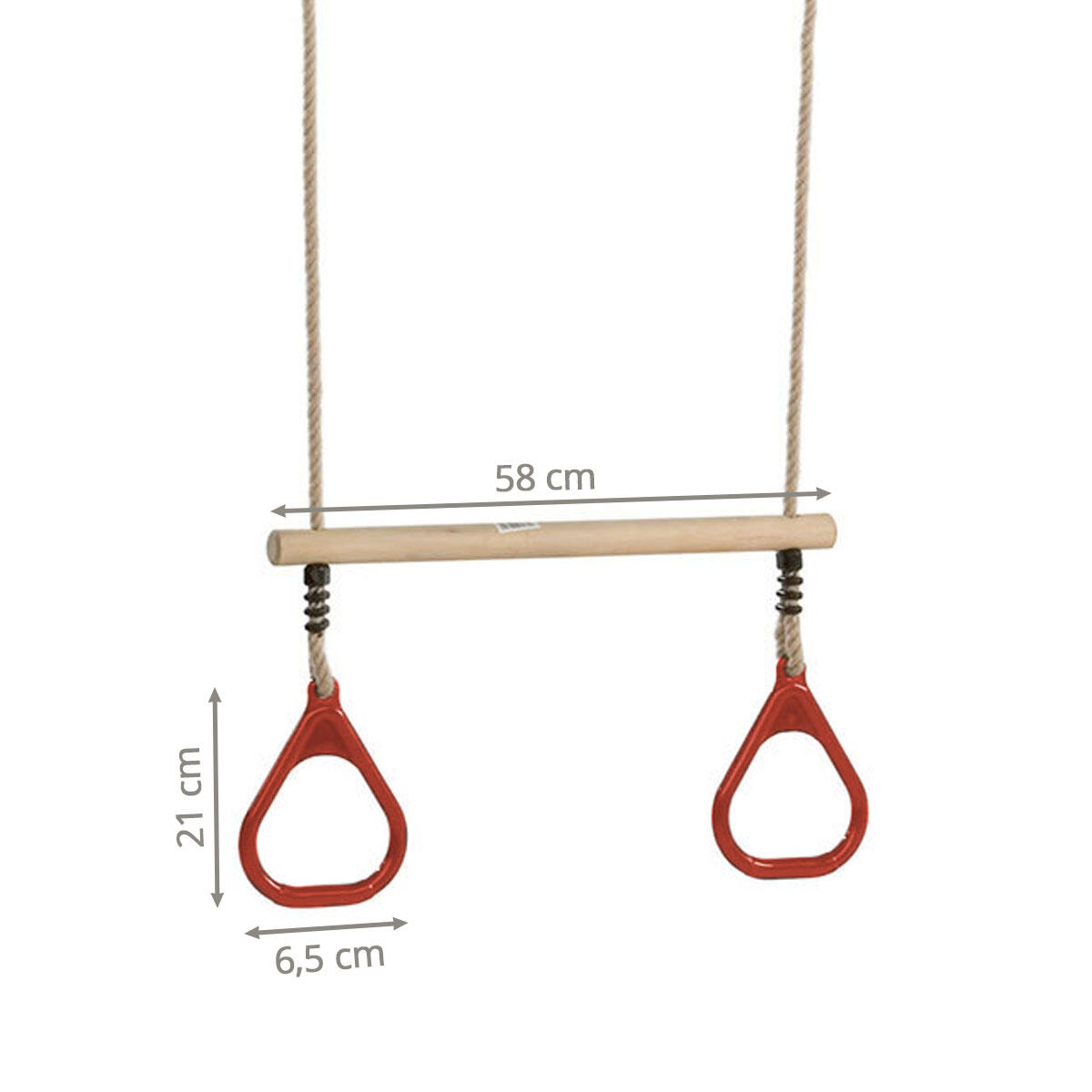 Trapèze balançoire en bois avec anneaux de gymnastique pour enfant pour structu 3/3