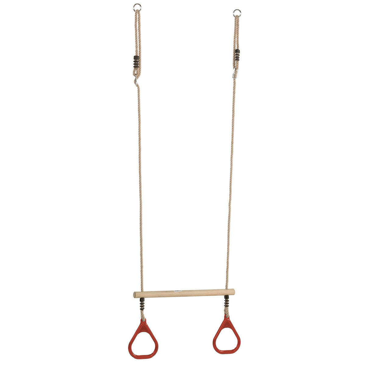 Kangui - Trapèze Balançoire En Bois Avec Anneaux De Gymnastique Pour Enfant Pour Structu - Balançoire - Marron|rouge - No Size - Decathlon