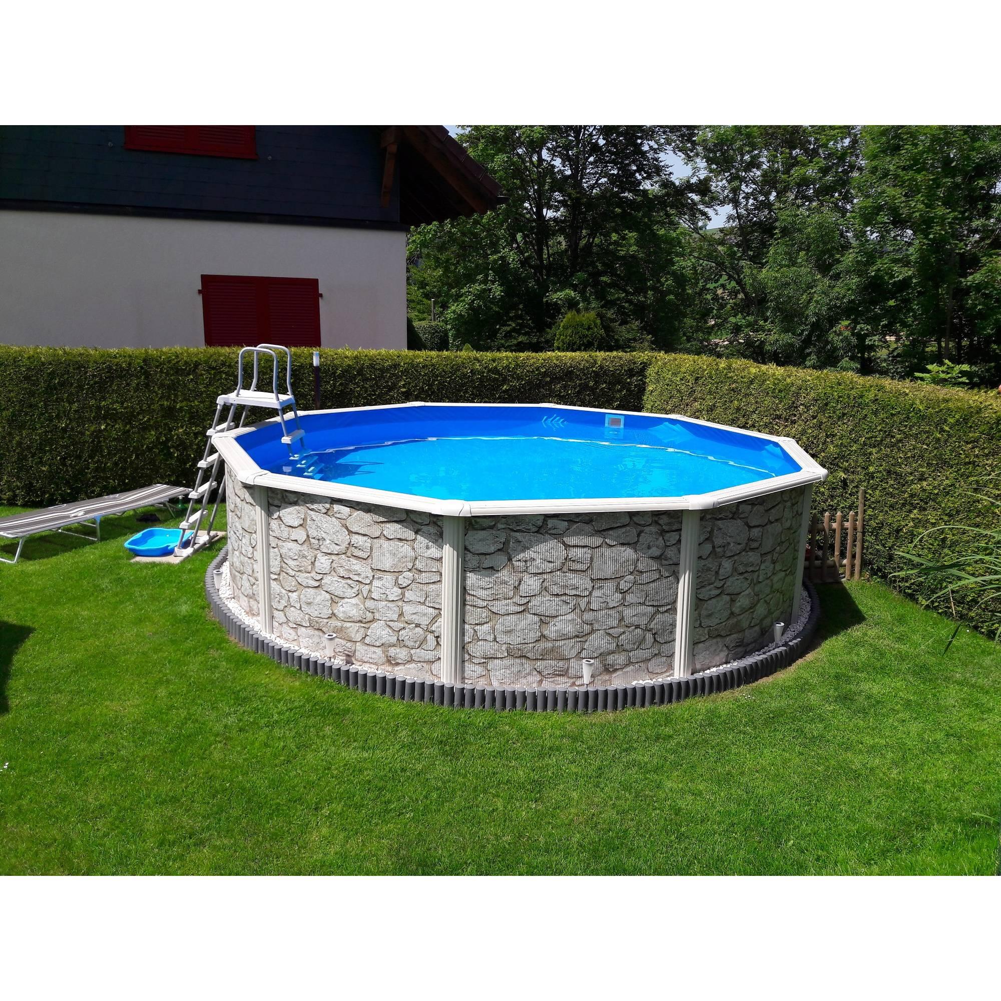 Stahlwandpool rund 460x120cm, Stahl 0,45mm Steinoptik, Folie 0,3mm
blau 2/7