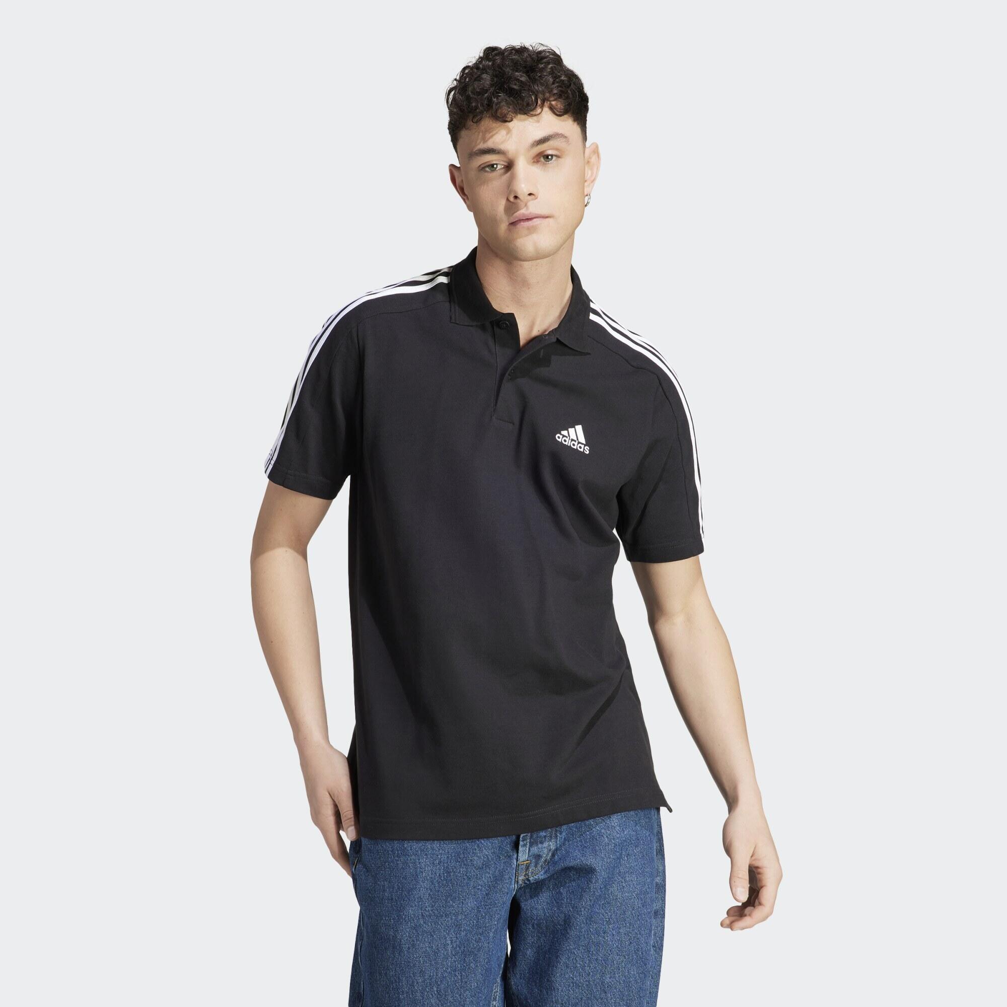 ADIDAS Essentials Piqué Embroidered Small Logo 3-Stripes Polo Shirt