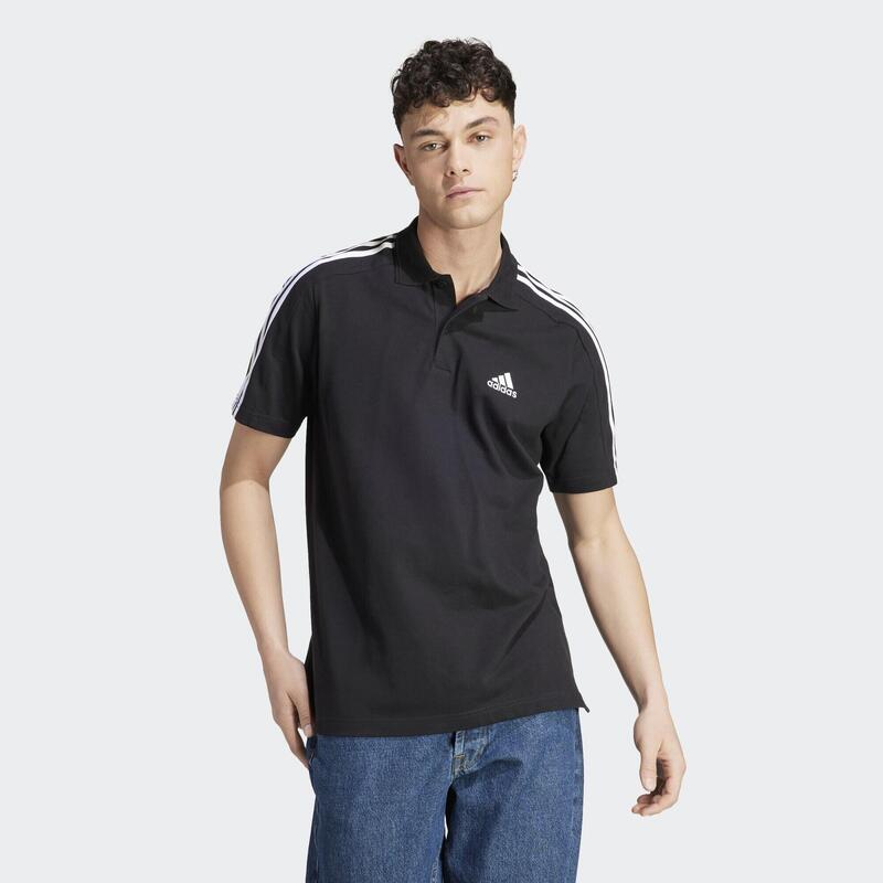 Essentials Piqué Embroidered Small Logo 3-Stripes Polo Shirt