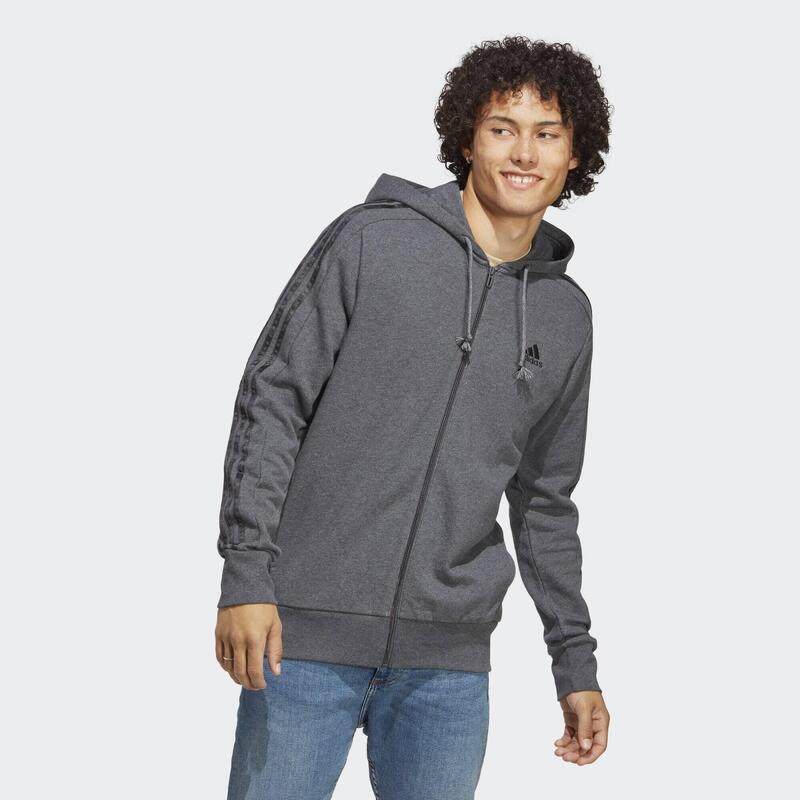 Felpa con cappuccio Essentials French Terry 3-Stripes Full-Zip