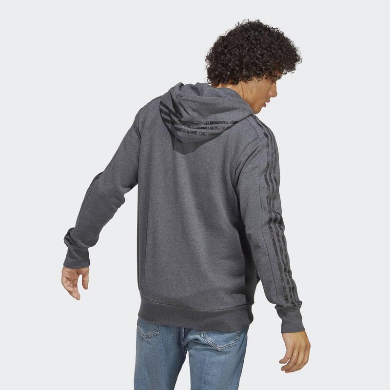 Felpa con cappuccio Essentials French Terry 3-Stripes Full-Zip