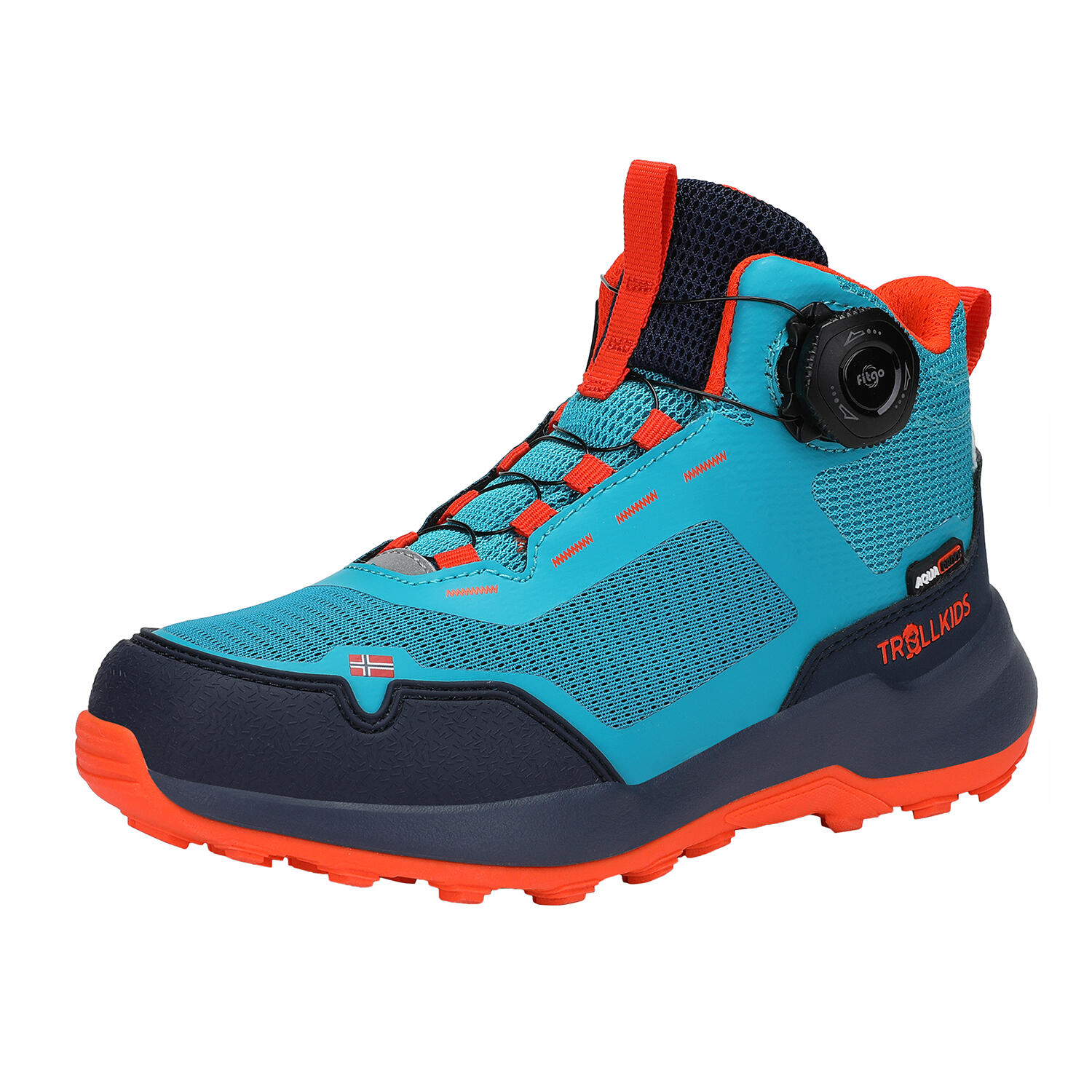 Children's Trollfjord half-high hiking boots blue-green/orange