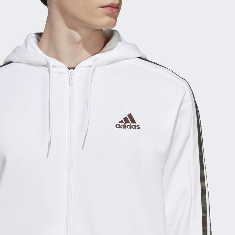 Felpa con cappuccio Essentials French Terry 3-Stripes Full-Zip