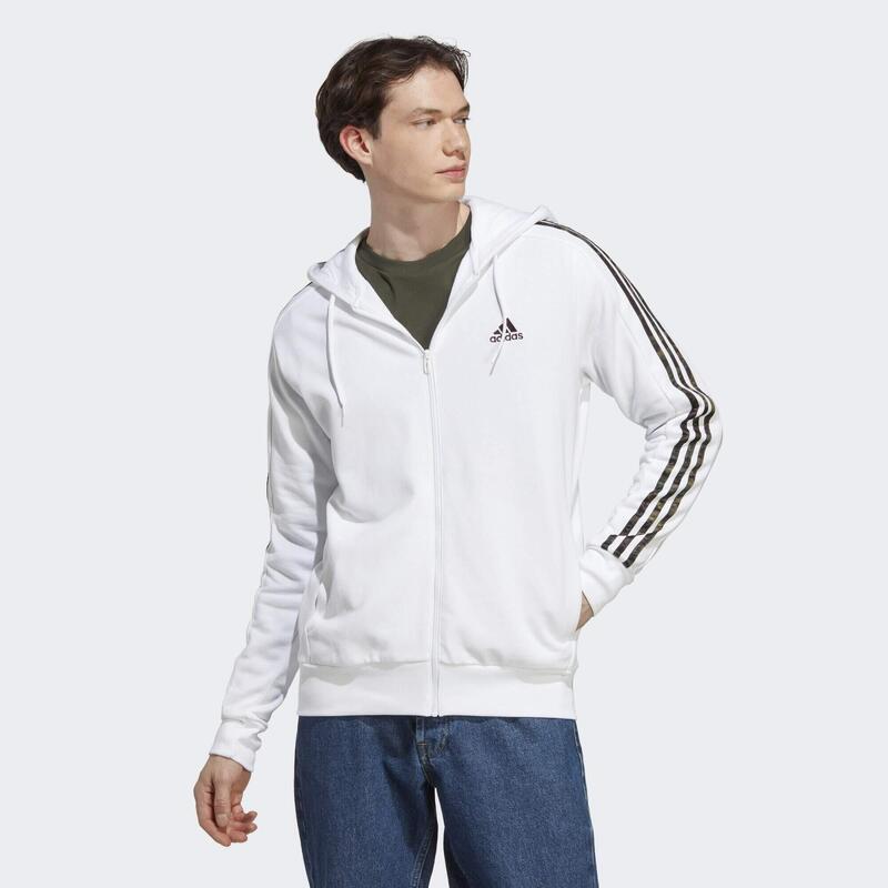 Felpa con cappuccio Essentials French Terry 3-Stripes Full-Zip