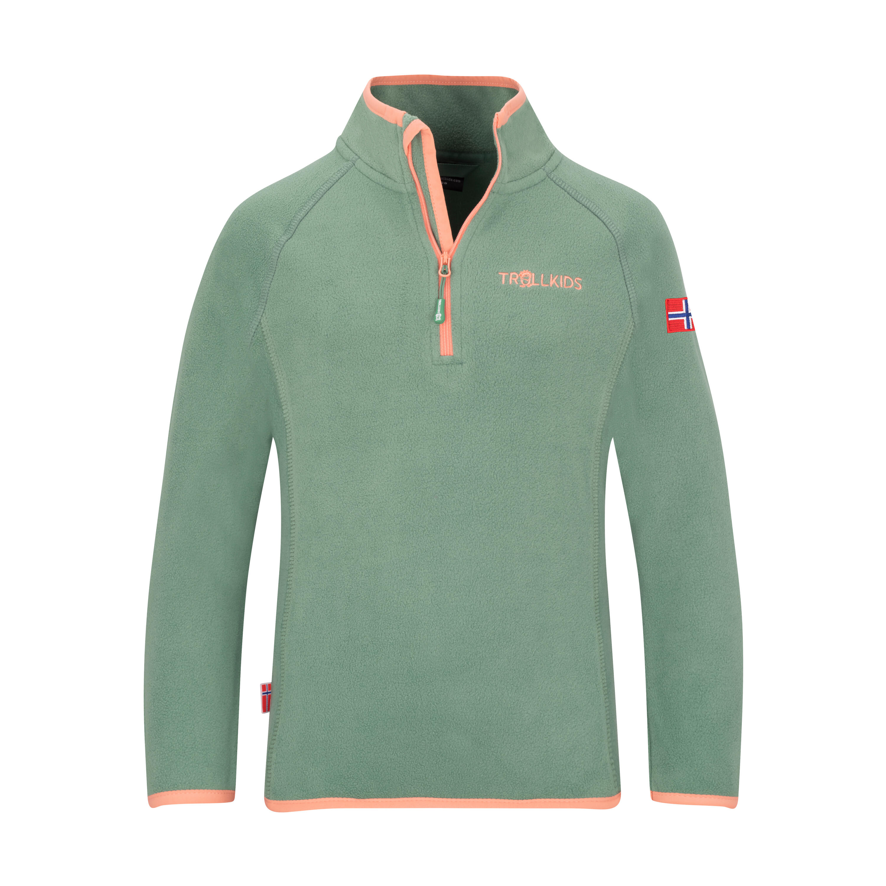 Nordland children's fleece pullover leaf/coral green