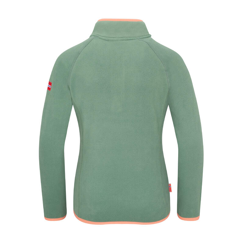 Pull en polaire pour enfants Nordland Isolant Séchage rapide vert feuille/corail