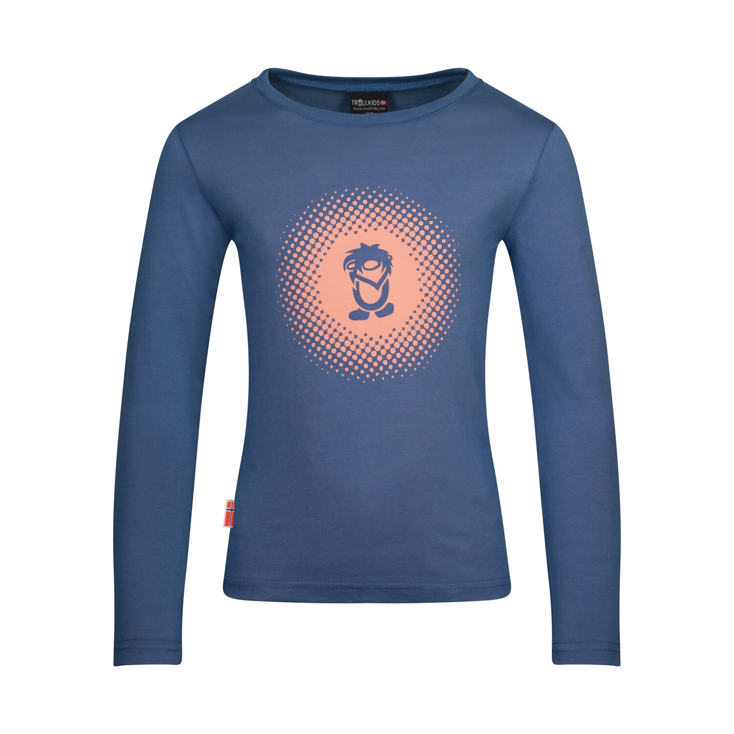 TROLLKIDS Kinder Longsleeve Pointillism Lotusblau/Koralle