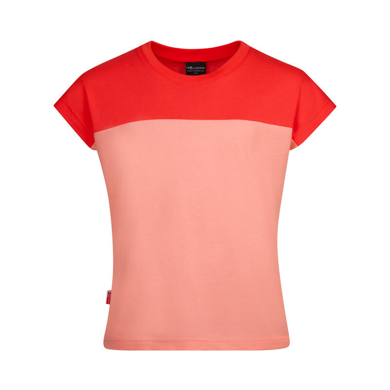 Mädchen T-Shirt Bergen Koralle/Kirschrot