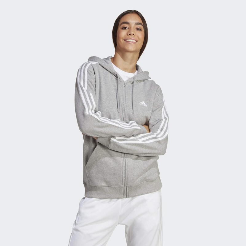 Felpa con cappuccio Essentials 3-Stripes French Terry Regular Full-Zip