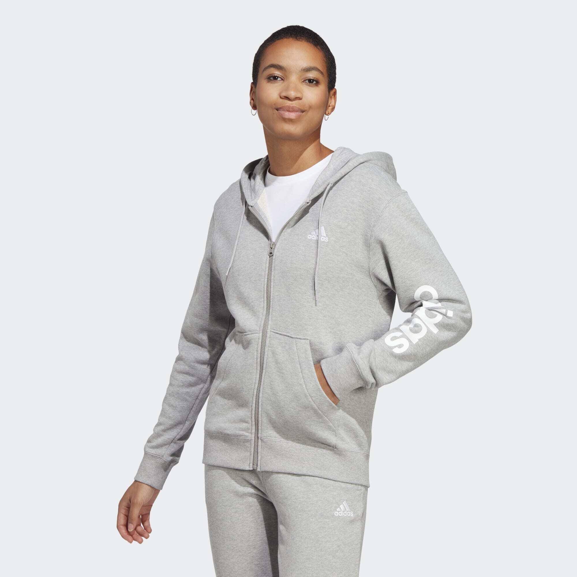ADIDAS Mikina Essentials Linear Full-Zip French Terry Hoodie