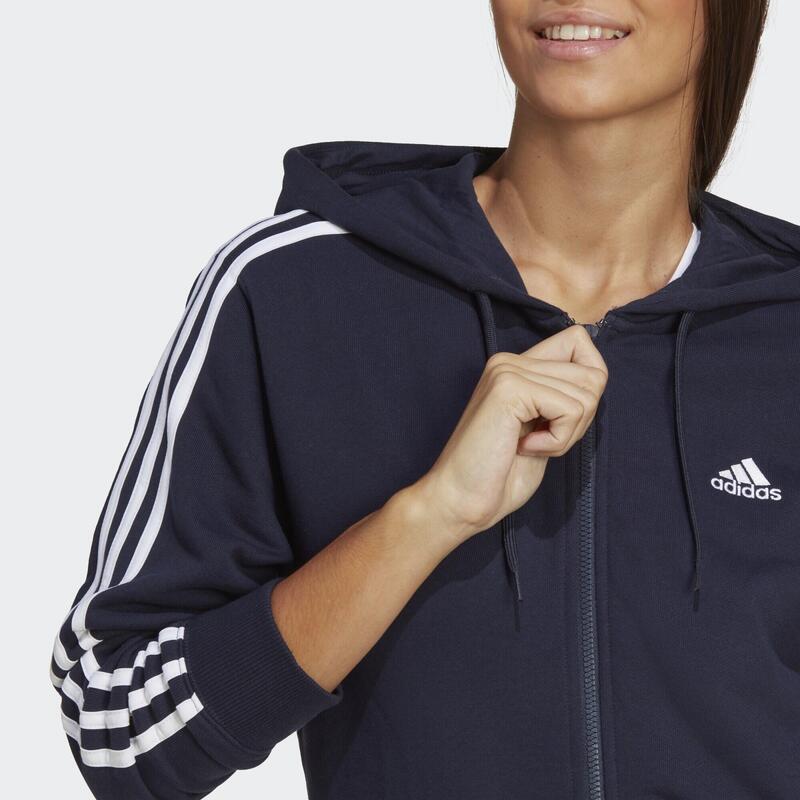 Felpa con cappuccio Essentials 3-Stripes French Terry Regular Full-Zip