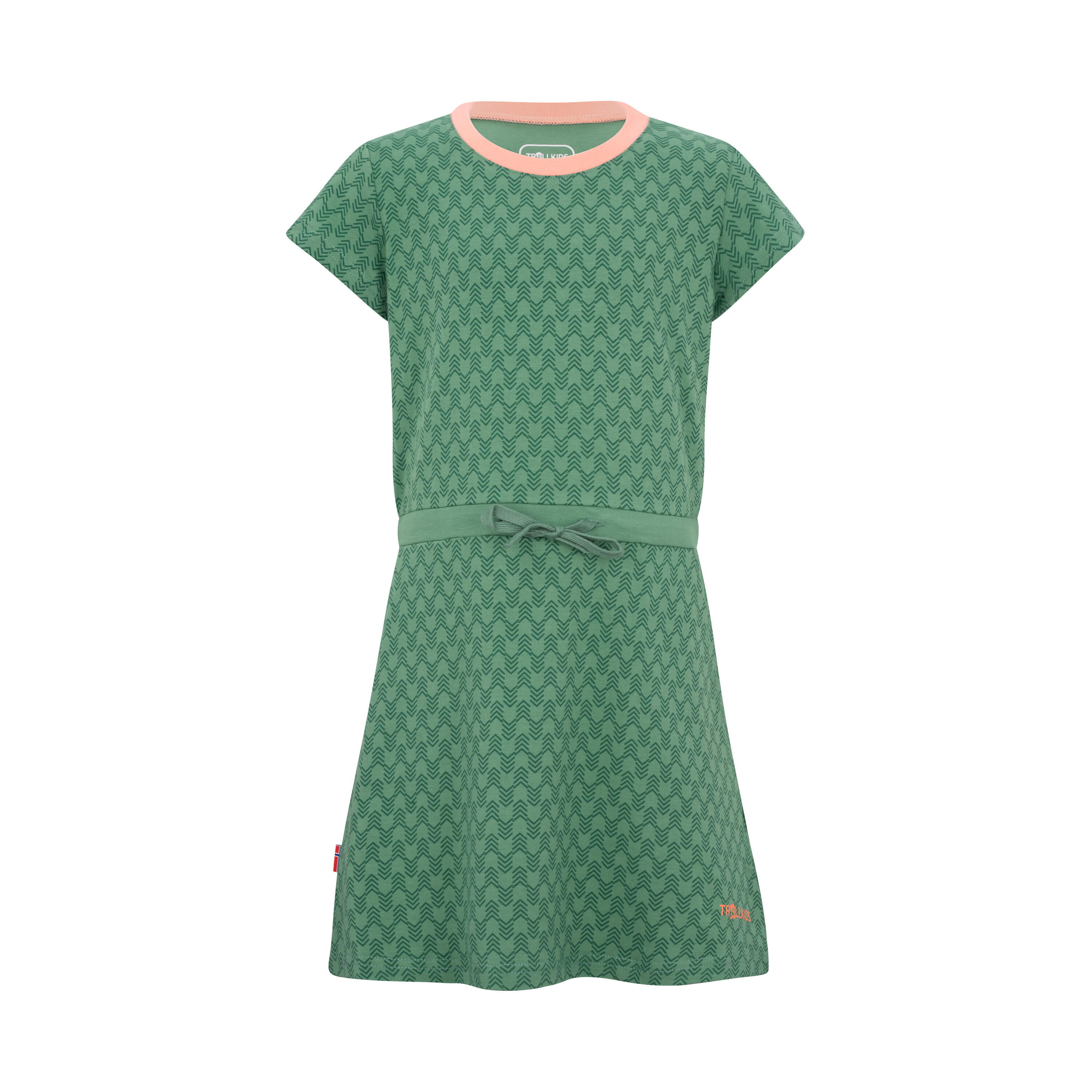 Noresund leaf green/coral sweatshirt dress for girls