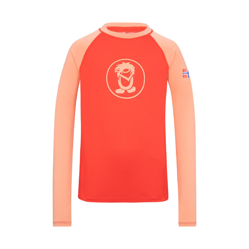 Kinder Longsleeve Kvalvika Kirschrot/Koralle