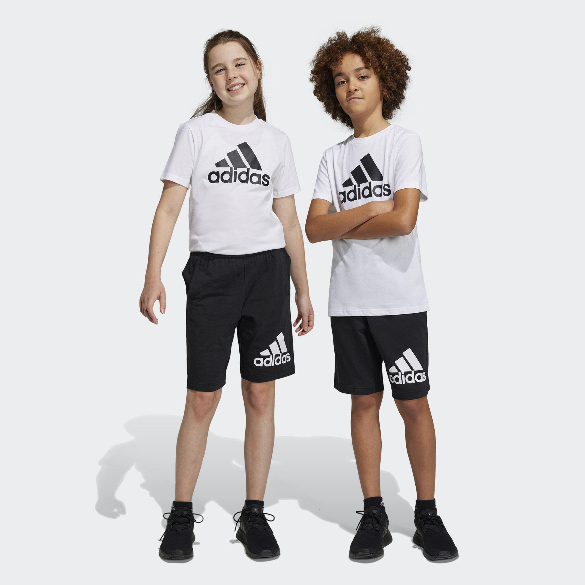 Adidas - Short En Coton Essentials Big Logo - Short - Blanc|noir - 7-8 Ans - Decathlon