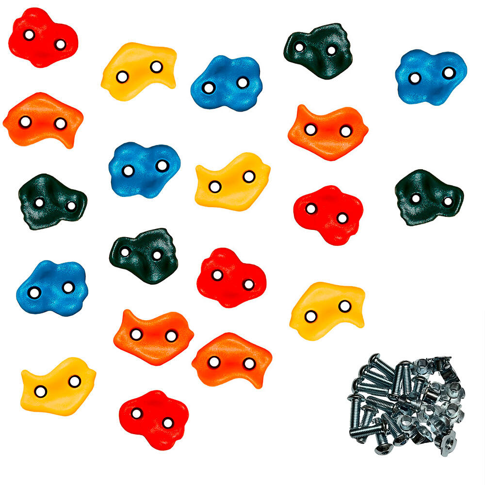 Kangui - 20 Pierres À Grimper D'Escalade Pour Structures De Jeux - Fixations Inclues - Balançoire - Jaune|multicolore|vert - No Size - Decathlon