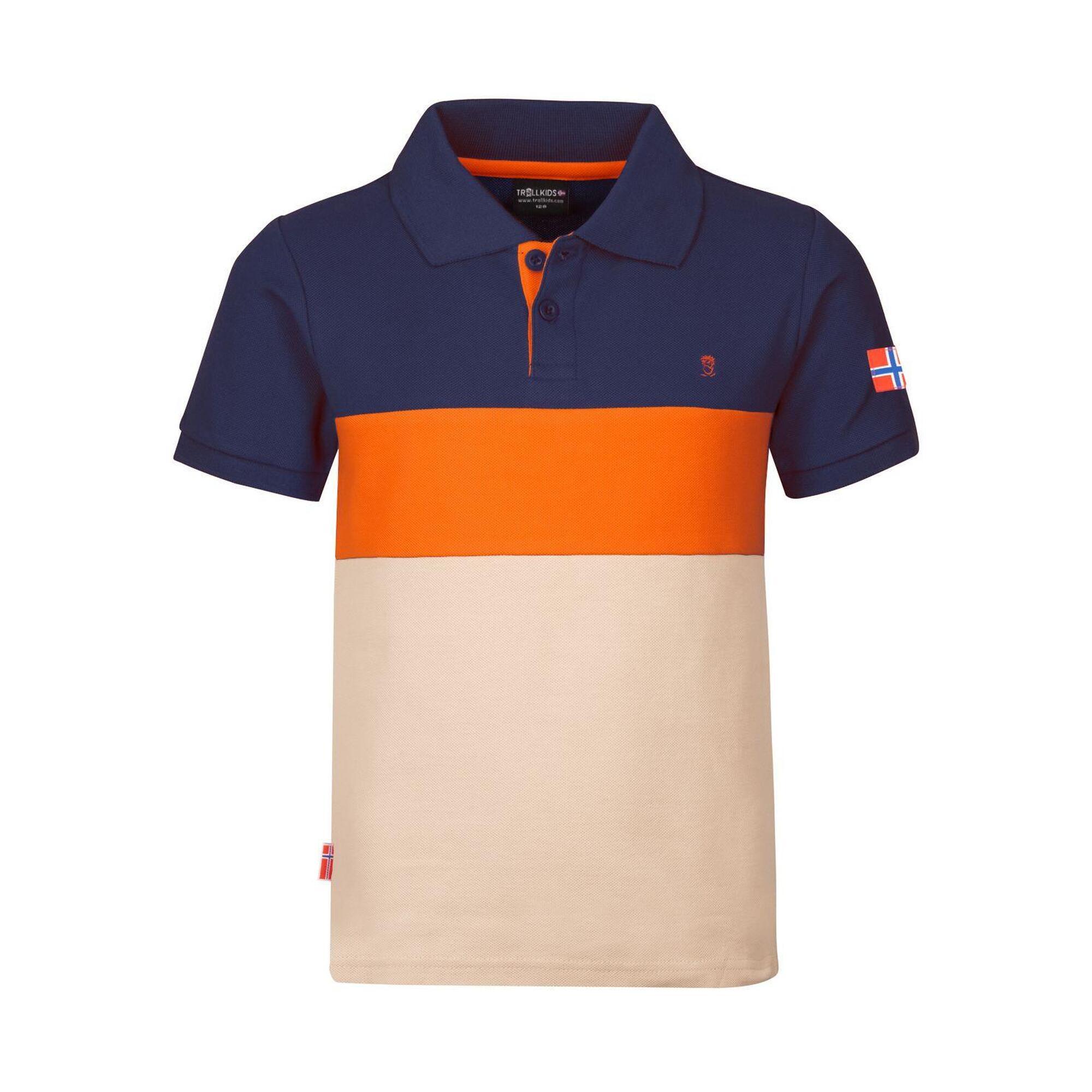 Eikefjord children's polo shirt beige sand/orange