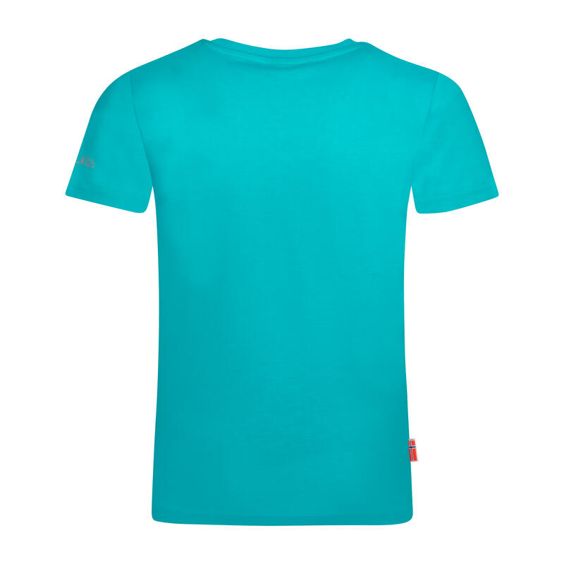Kinder T-Shirt Oppland Blaugrün/Hellorange