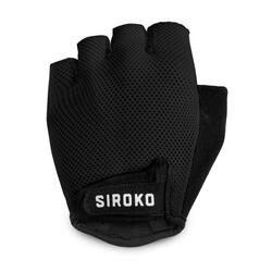 Heren en Dames Wielrennen Fietshandschoenen Aero Black SIROKO Zwart