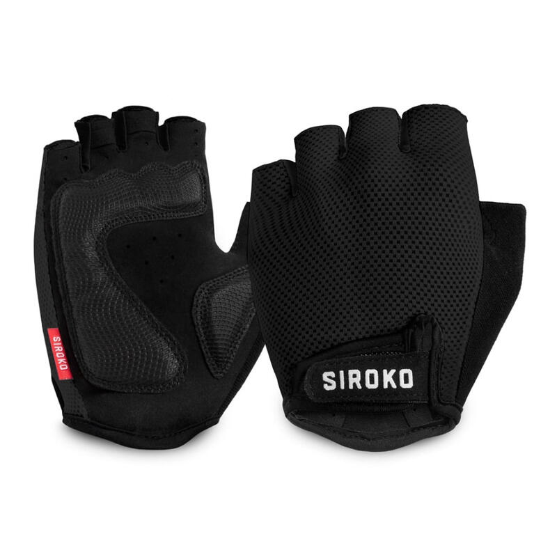 Heren en Dames Wielrennen Fietshandschoenen Aero Black SIROKO Zwart