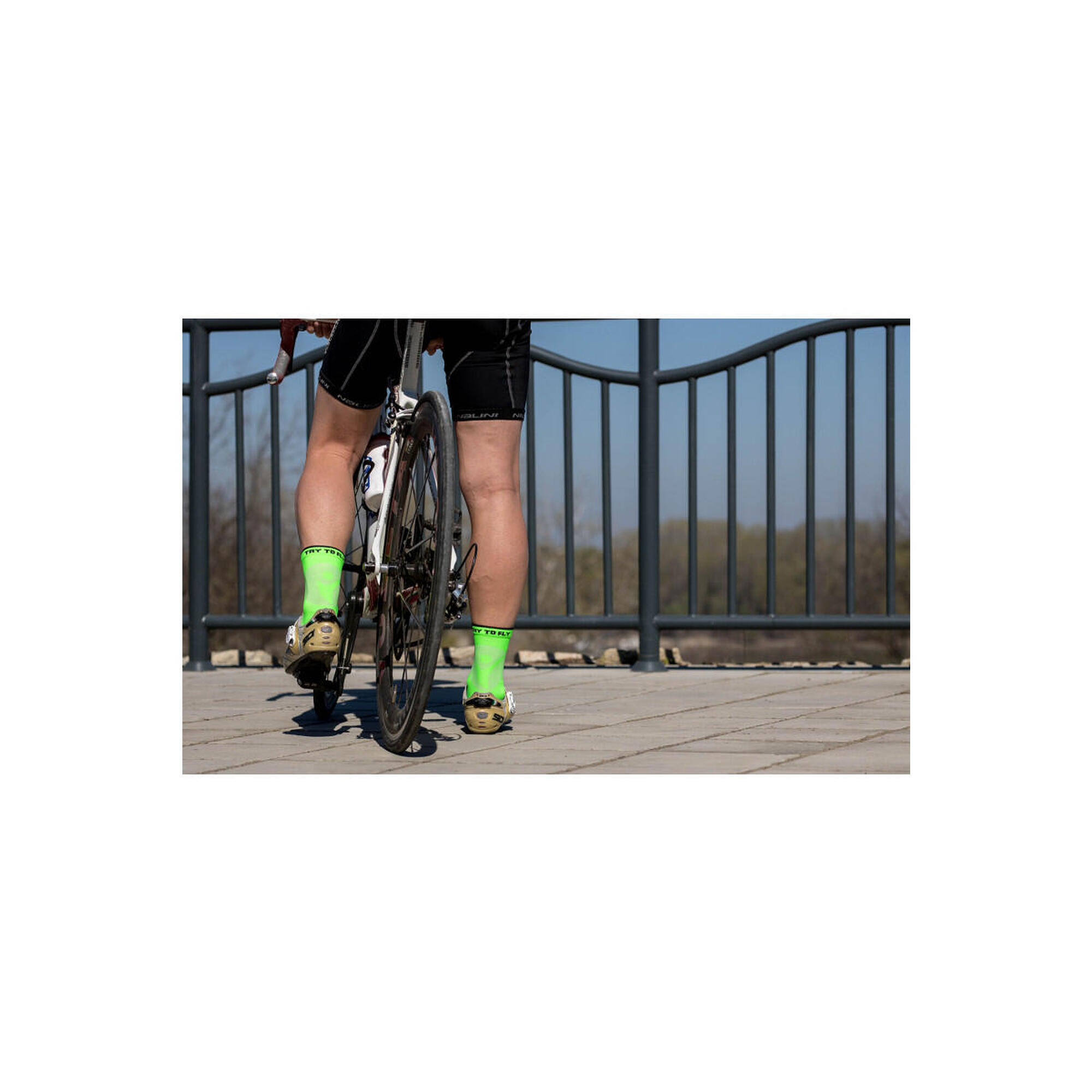 Sosete pentru ciclism CYCLING LIGHT SOCKS Fluo Green, 35-38 EU