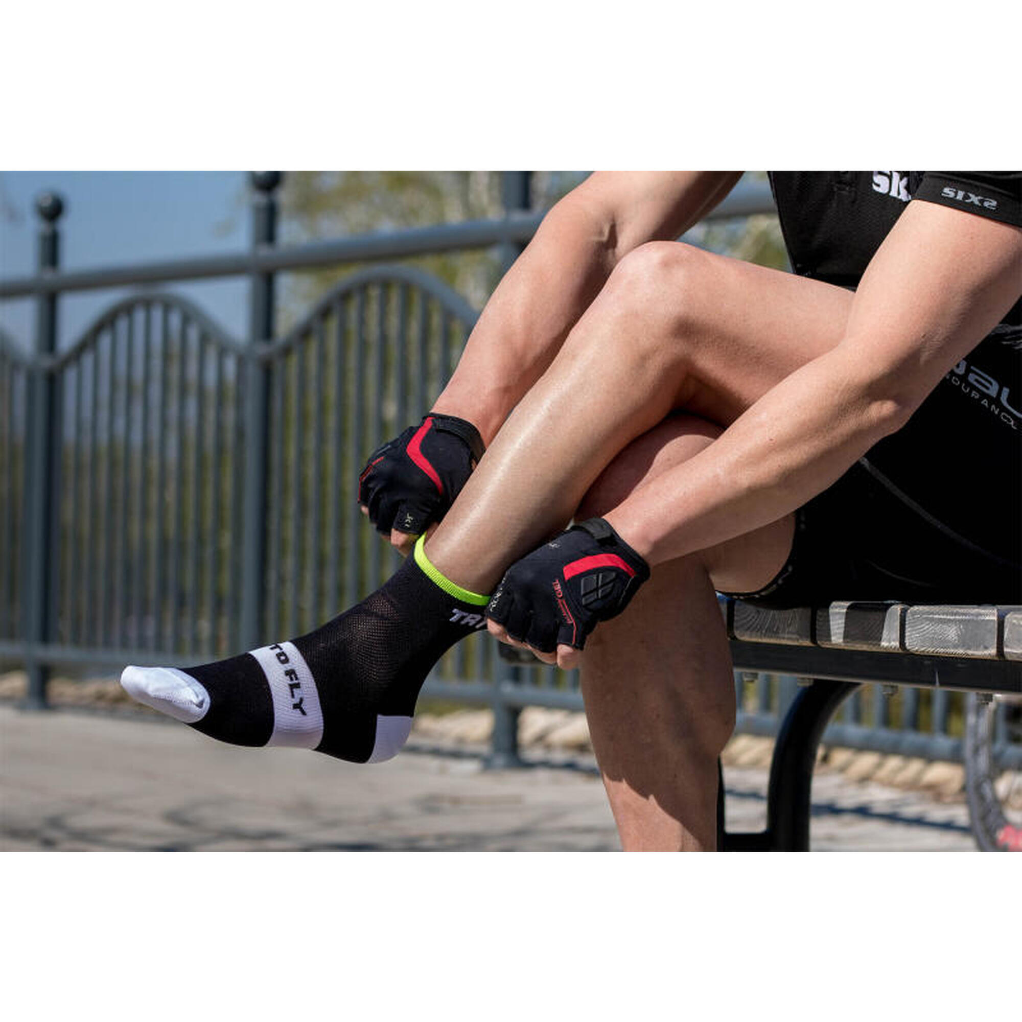 Sosete scurte ciclism CYCLING ANKLE SOCKS Meryl® Skinlife Black-White, 39-42