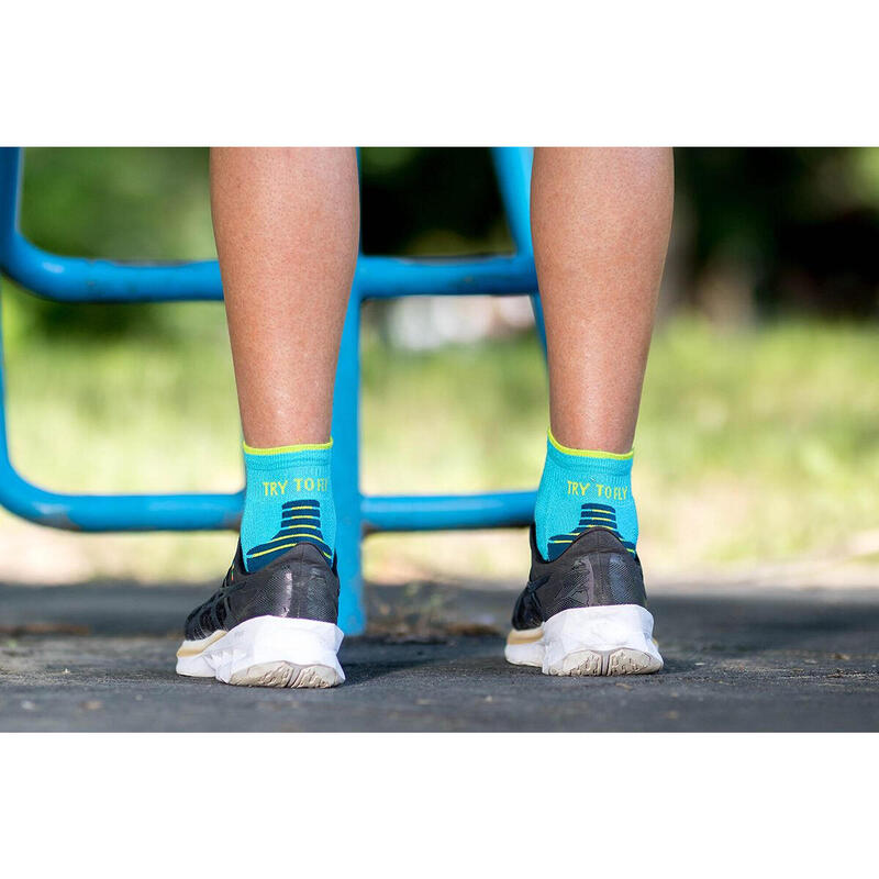 Sosete scurte pentru alergat din bumbac organic RUNNING ANKLE SOCKS Turquoise