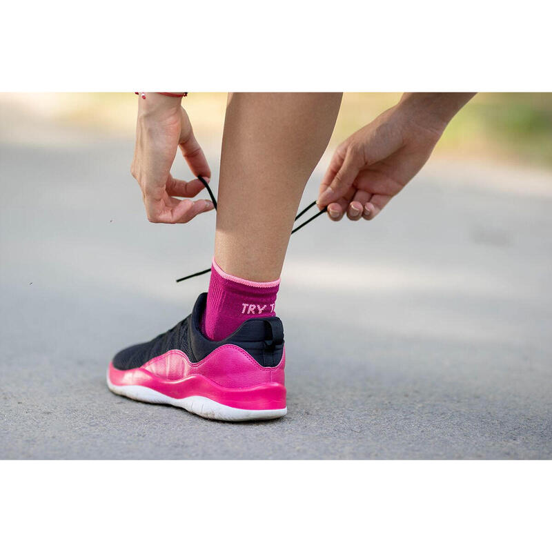 Sosete scurte pentru alergat din bumbac organic RUNNING ANKLE SOCKS Fuchsia