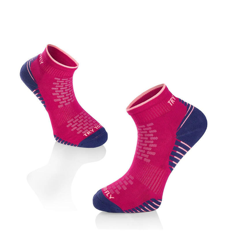 Sosete scurte pentru alergat din bumbac organic RUNNING ANKLE SOCKS Fuchsia