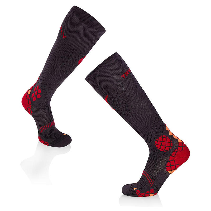 Sosete compresive pentru alergat 3/4 COMPRESSION SOCKS Antracit - Rosu