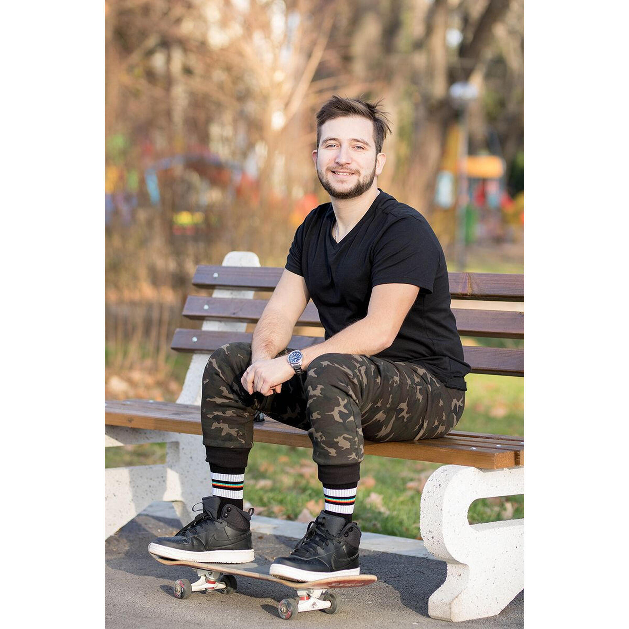 Șosete Termice Active Lifestyle cu Dungi, 39-42 EU, Negru