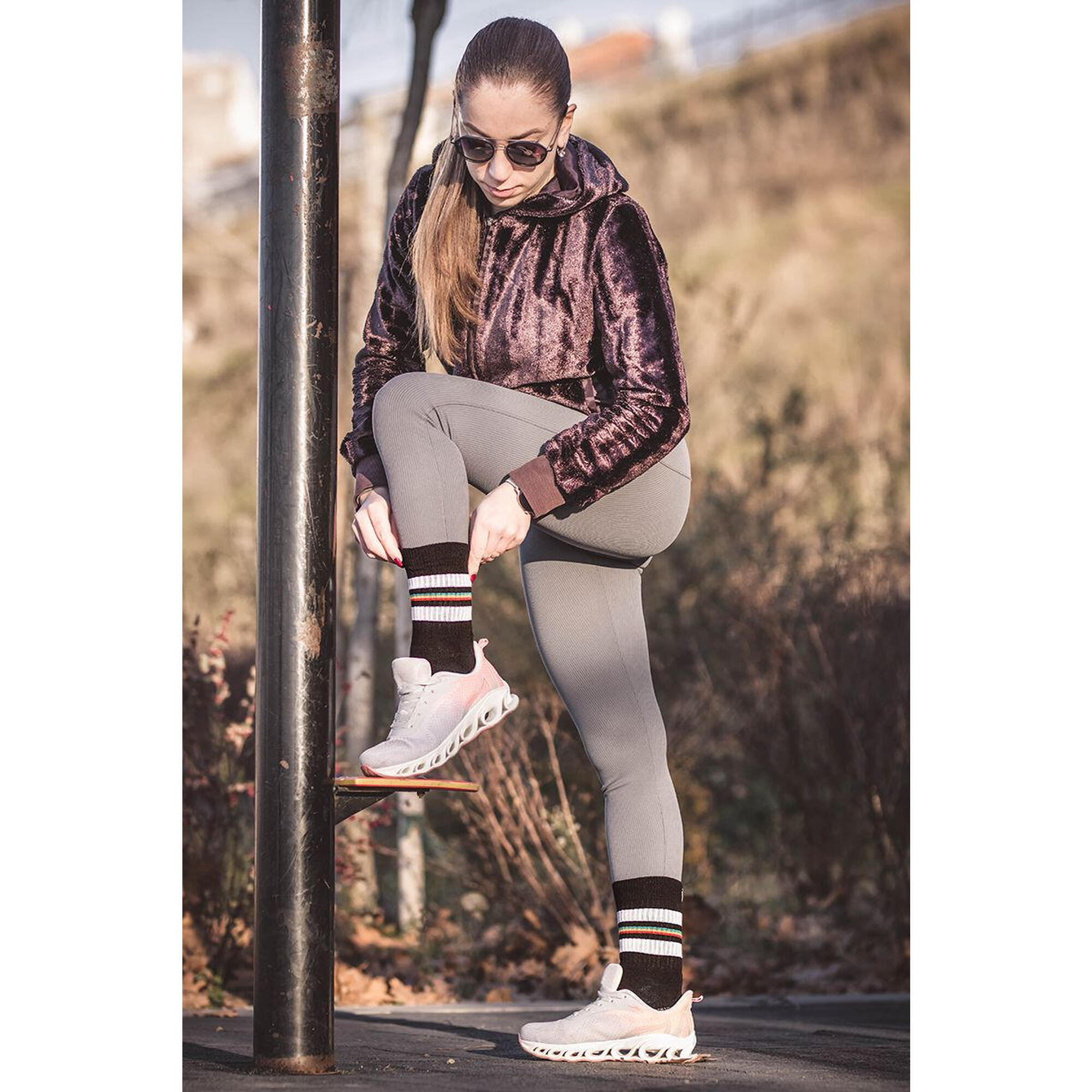 Șosete Termice Active Lifestyle cu Dungi, 39-42 EU, Negru