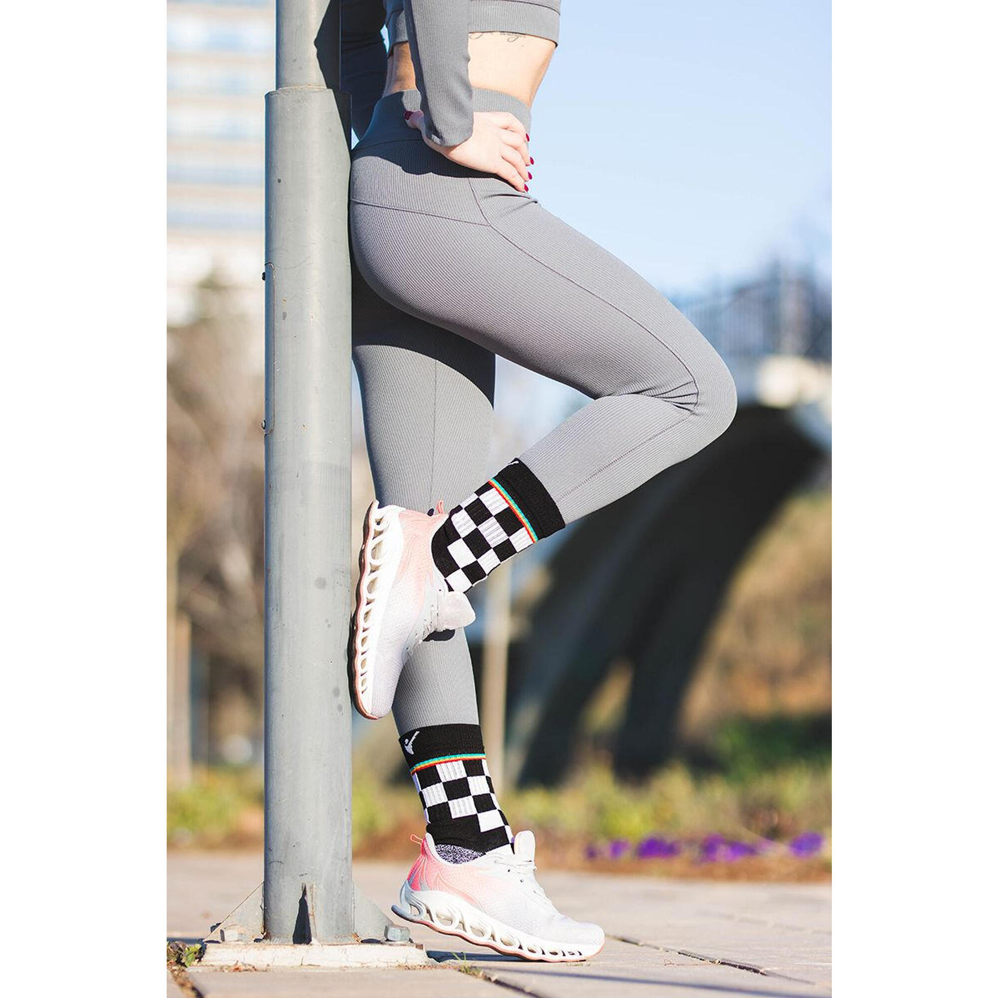 Șosete Termice Active Lifestyle cu Pătrați ,35-38 EU, Alb