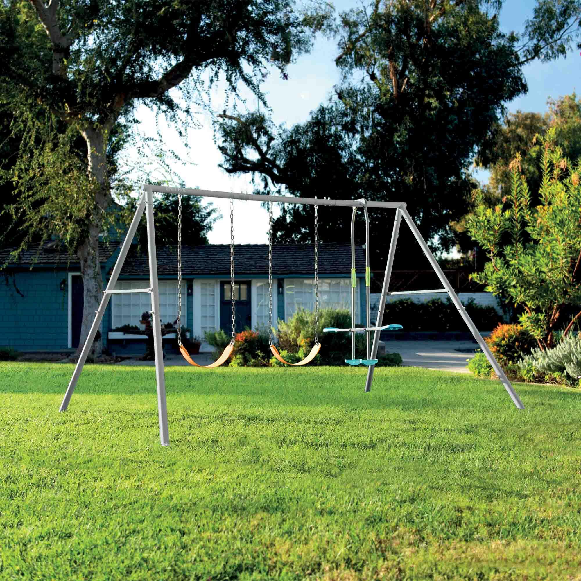 Intex 44123 - Altalena Swing Set Grigia, 3 componenti, 343x249x203cm 2/5