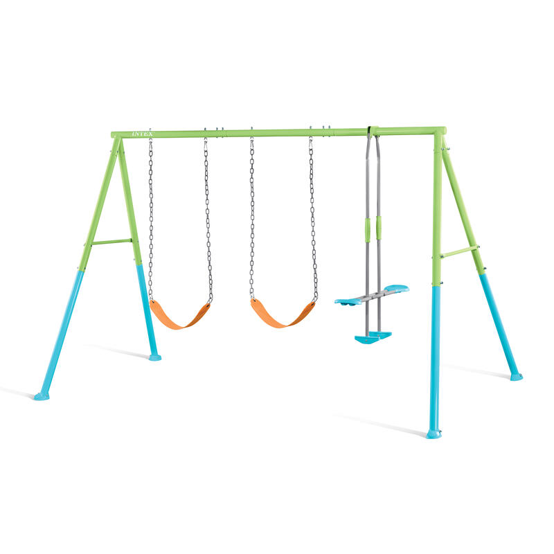 Intex 44121 - Altalena Swing Set Colorata, 3 componenti, 343x249x203 cm