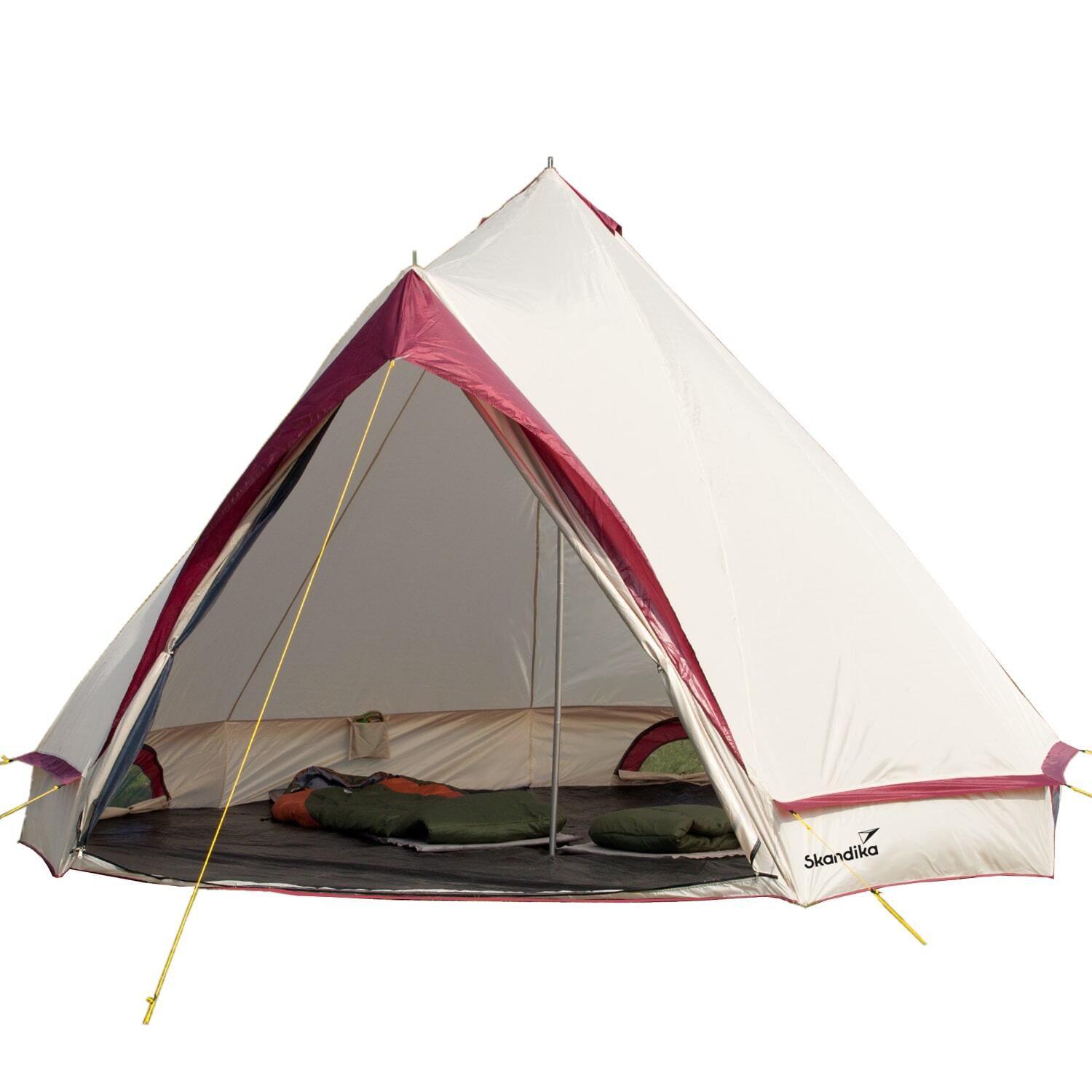 Skandika - Tente Tipi Camping Comanche 400 Protect - 8 Personnes - Tapis De Sol Cousu - Tente - Rouge - Decathlon
