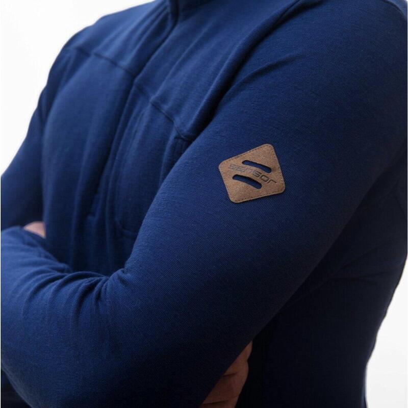 Merino Extremo de Baselayer Manga Longa para Homens de Exterior Blue Medium