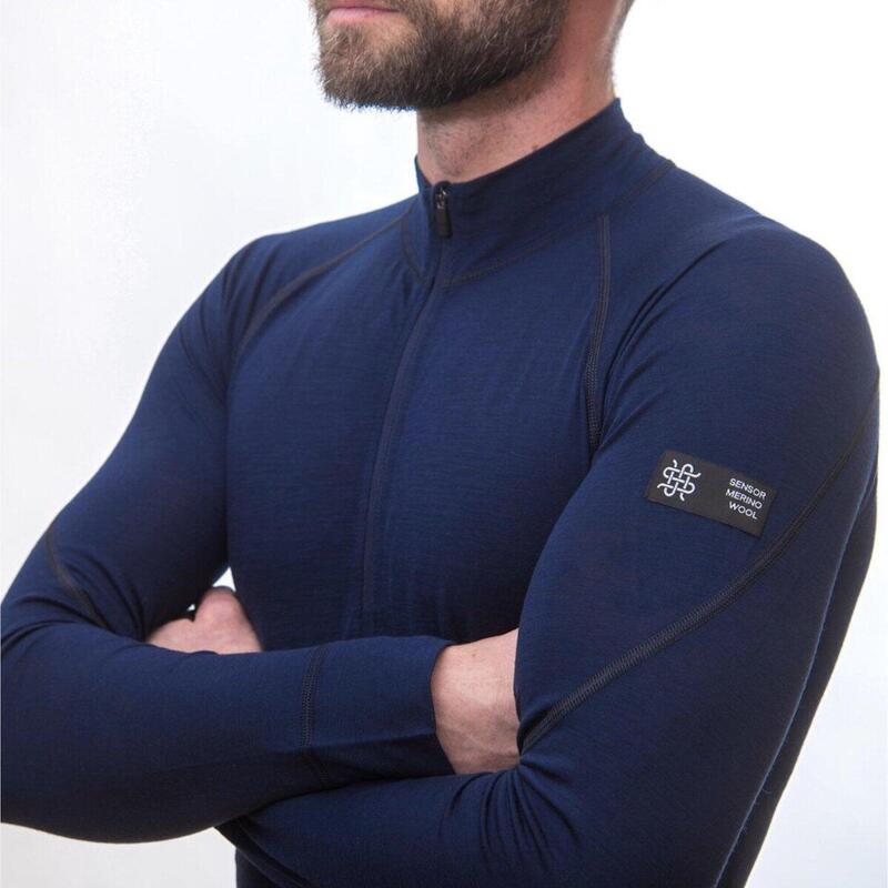 Baselayer Merino Active Tee Outdoor Hombre Media Cremallera Azul Pequeño