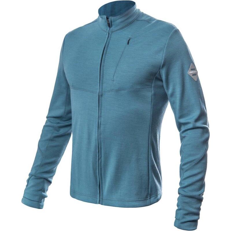 Baselayer Merino Upper Outdoor Uomo manica lunga con cerniera blu menta Piccolo